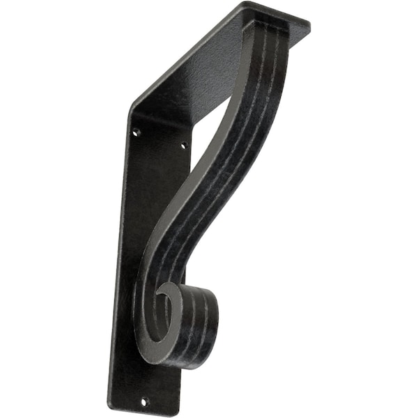 Ekena Millwork Ashford Triple, Wrought Iron Bracket, (Triple center brace), Antiqued Pewter 2"W x 5 1/2"D x 8"H BKTM02X05X08TASAPW - main